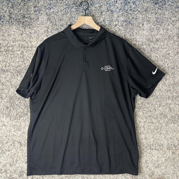 Nike Dri-FIT Polo Shirt Mens XL Black Maestro Dobel Tequila Golf Swoosh Logo - Picture 1 of 8